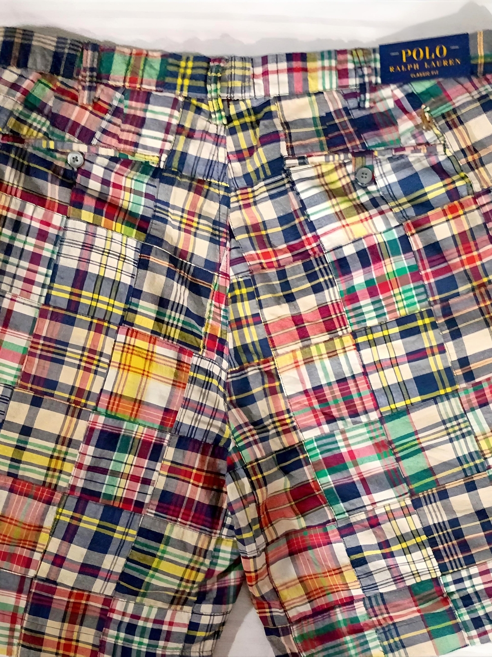 Polo Ralph Lauren Men's 38 Patchwork Madras Plaid Shorts 100% Cotton NWT - Picture 2 of 10